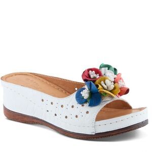 Spring Step White and Blue Sandals Flowerchild Comfortable size 38/8